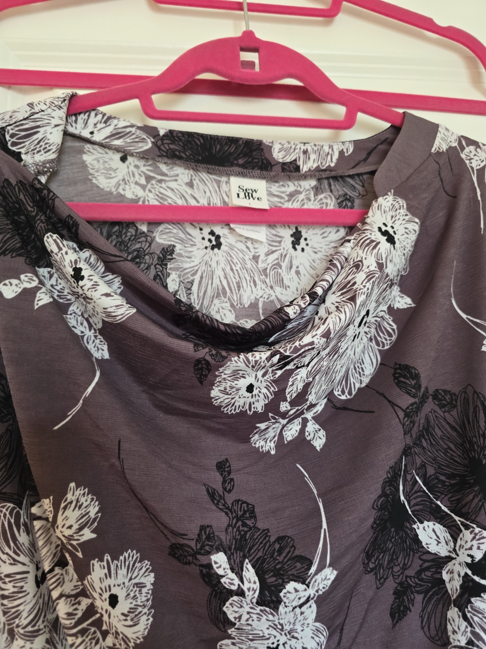 Sew In Love Plum Floral Draped Cowl Long Sleeve Top - Picture 6 of 7